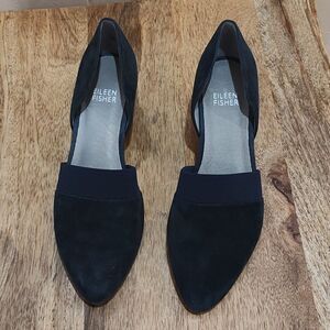 Eileen Fisher Navy Suede Loafers